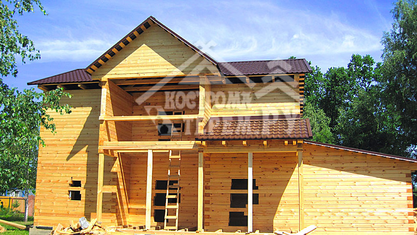 Строительство дома из бруса по проекту ДБ-119 Заокск- ДМП Романовский парк