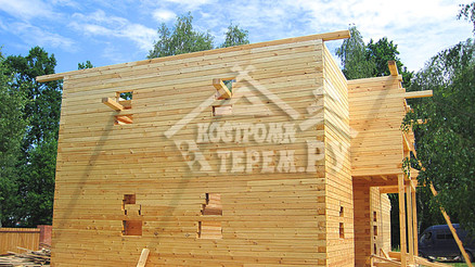 Строительство дома из бруса по проекту ДБ-119 Заокск- ДМП Романовский парк