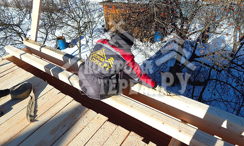 Строительство дома из профилированного бруса СНТ Лесные поляны Баня 6 на 6